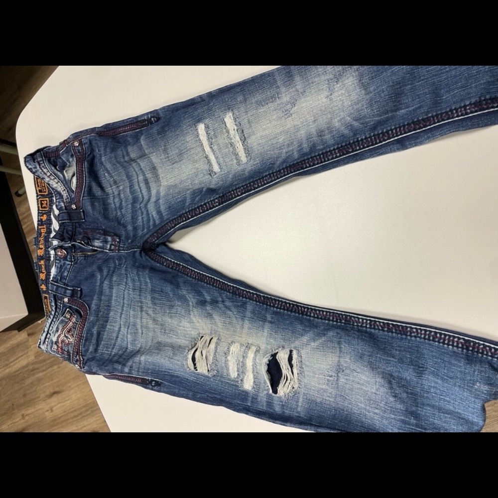 COPY - MENS ROCK REVIVAL FEENEY STRAIGHT LEG jeans SIZE 34